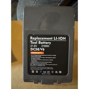 Replacement Tool Battery 21.6V 216Wh DC58 V6 Li Ion for Dyson Vacuum Cleaner
